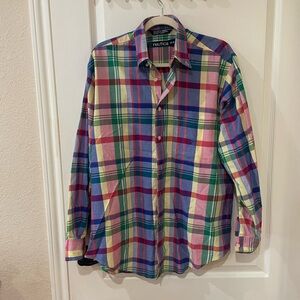 Nautica Men's Multicolor Plaid Shirt Vintage size medium